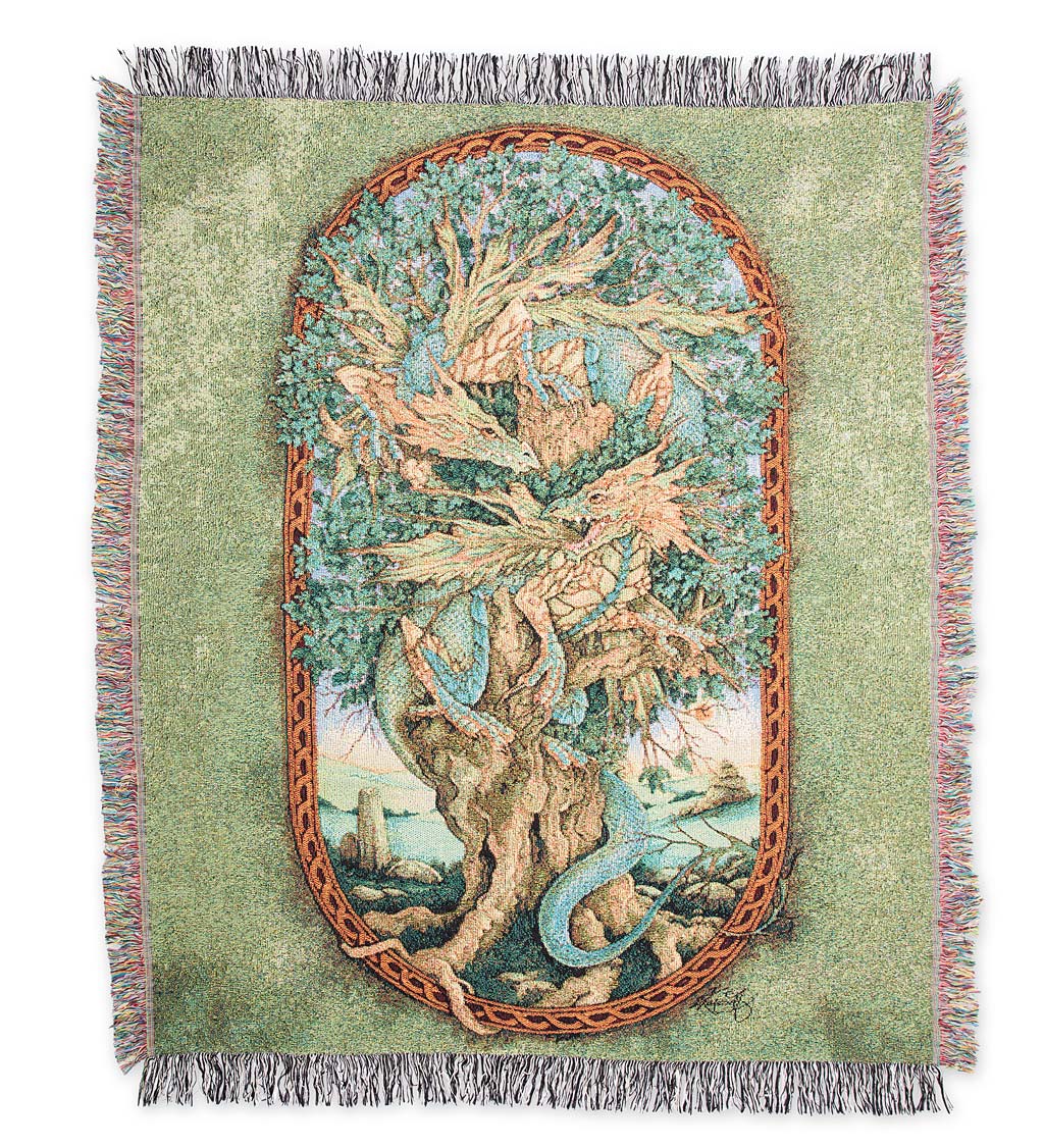 100% Cotton USA-Made Dragon Tree Tapestry Throw Blanket