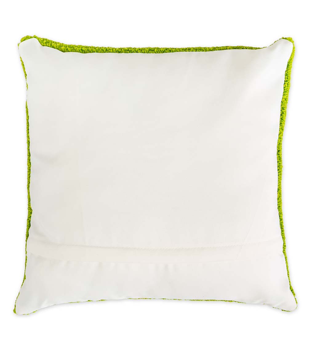 Indoor/Outdoor Yellow Jasmine Hooked Polypropylene Throw Pillow