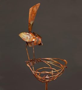 Carolina Wren And Nest Copper Garden Stake