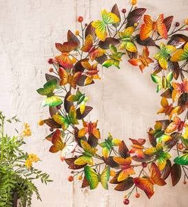 Handcrafted Autumn Metal Butterfly Wreath