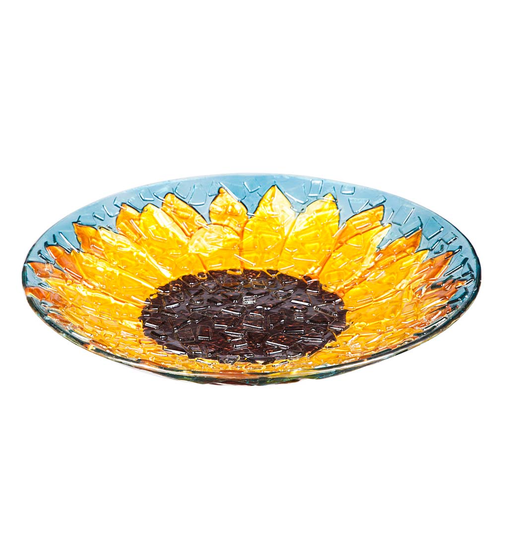 Glass Sunflower Birdbath Basin