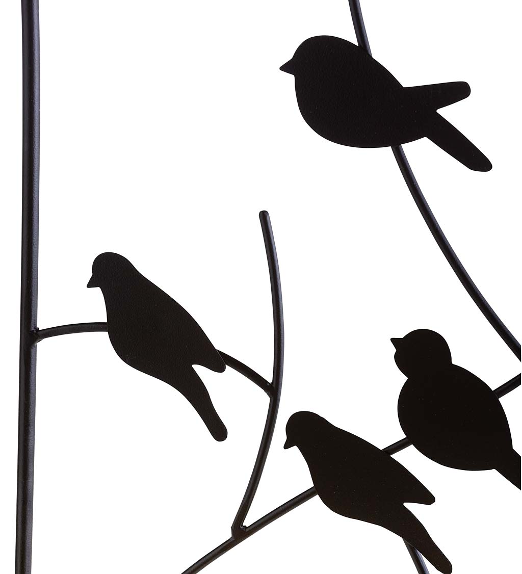 Three Panel Wrought Iron Birds and Branches Garden Trellis