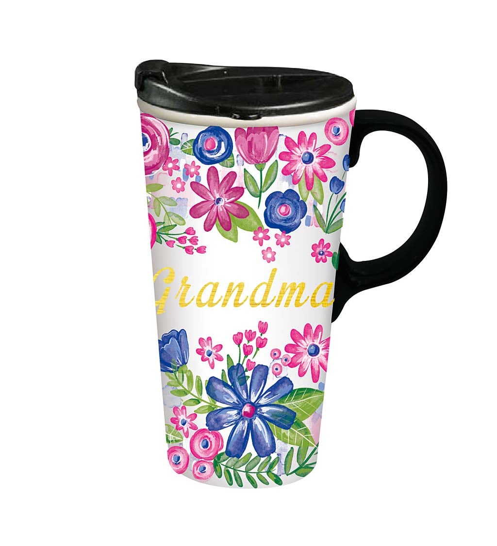 Floral 17 oz. Ceramic Travel Cup in Gift Box swatch image