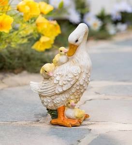 Mama Duck with Ducklings Statue