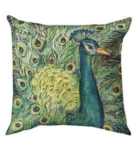 Colorful Square Peacock Throw Pillow