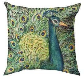 Colorful Square Peacock Throw Pillow