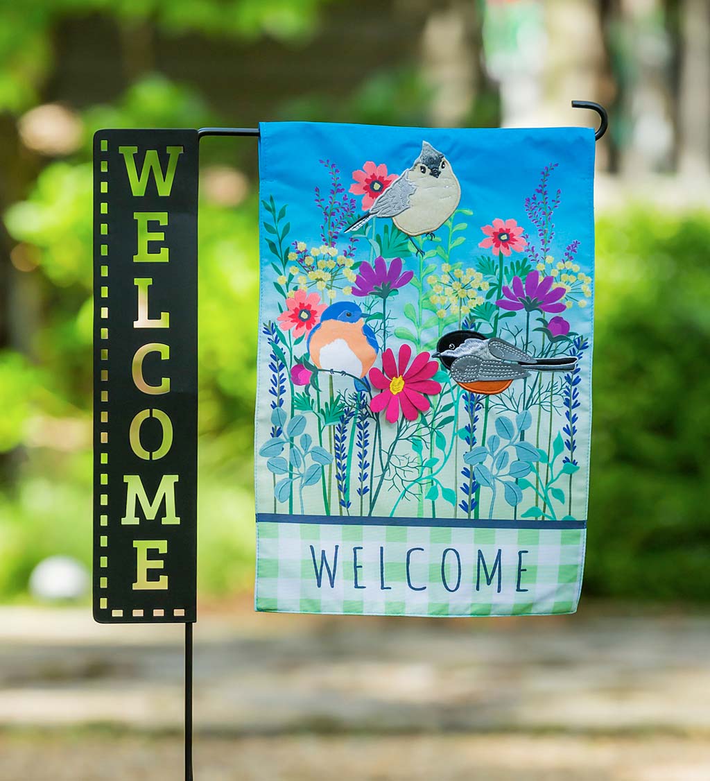 Laser Cut Welcome Sign Garden Flag Stand