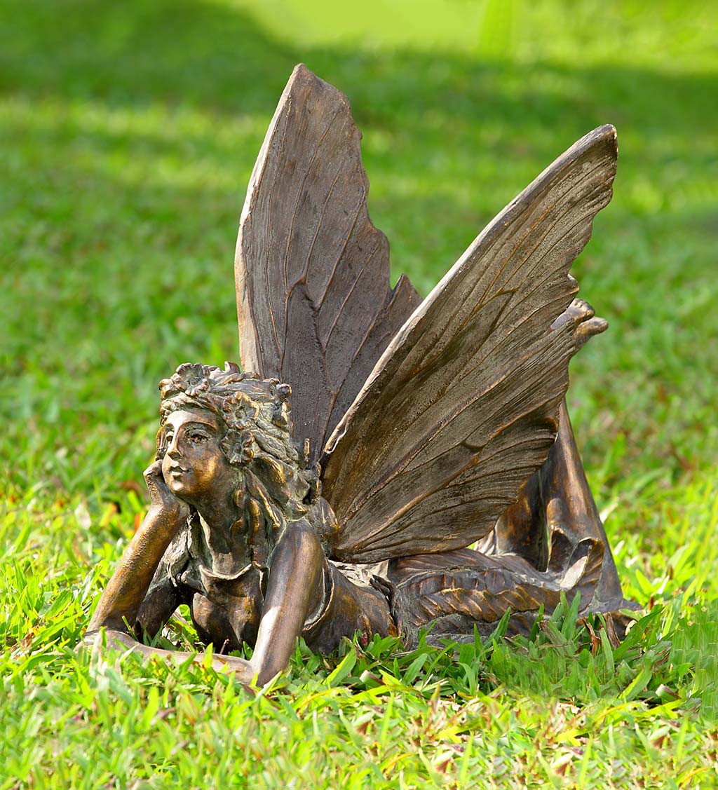 Resting Fairy Garden Sculpture With, Enchanted Garden Figures