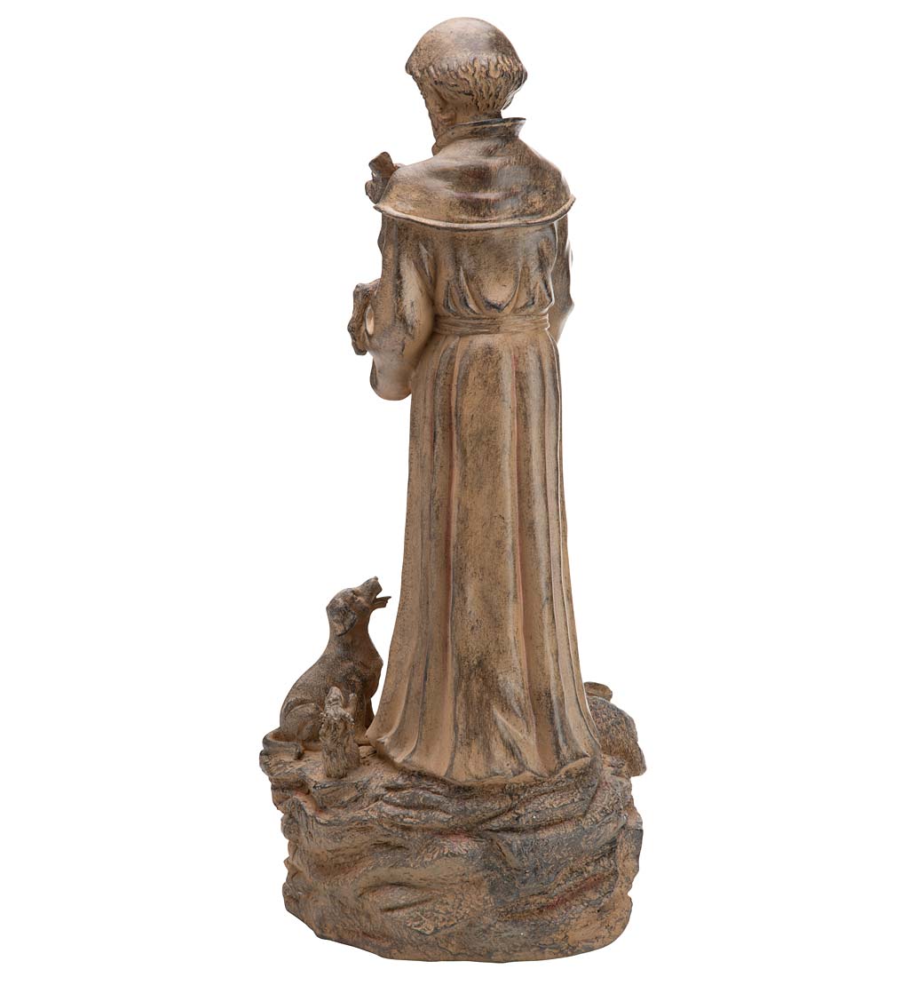 Hand-Finished Woodlike St. Francis Garden Statue