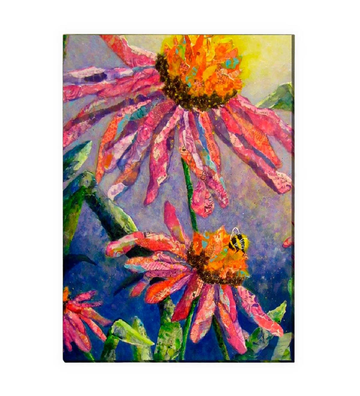Busy Bee and Flowers Outdoor Canvas Wall Art