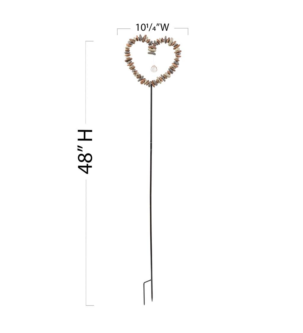 Resin Rock Heart Decorative Garden Stake With Metal Post
