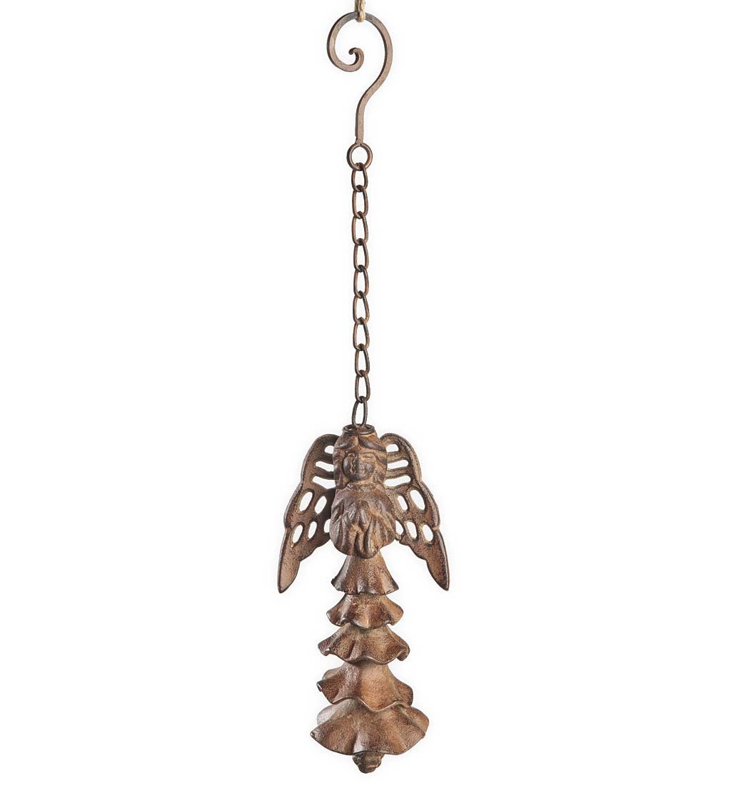 Weather-Resistant Hand-Cast Iron Angel Wind Chime