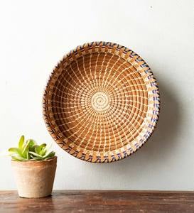 Handmade Guatemalan Marisol Round Straight-Sided Pine Needle Basket