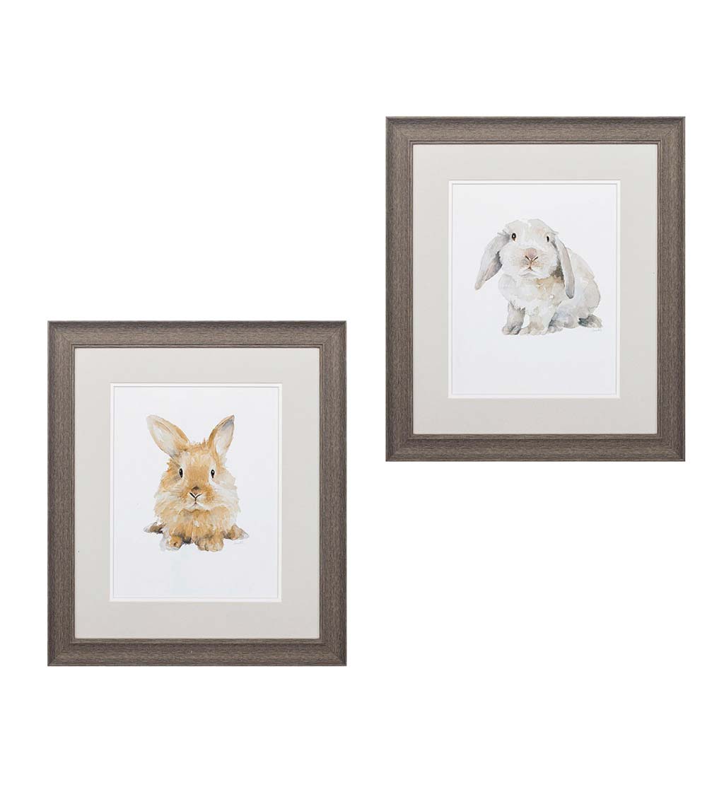 Fluffy Friends Bunny Framed Wall Art, Set of 2