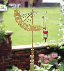 Brass Jeffersonian Float-and-Lever Rain Gauge with Mounting Stake