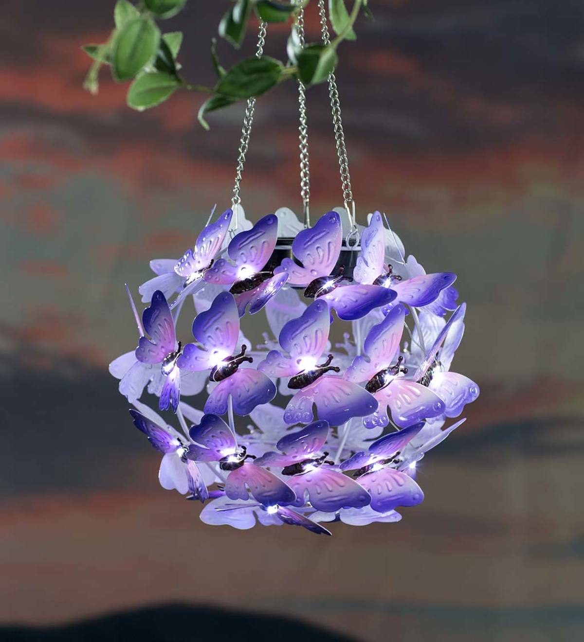 Details about   HESTIA� LED Light Up Glass Orb Purple Butterfly 