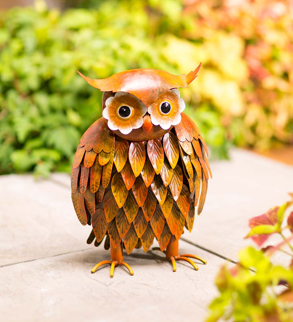 Handcrafted and Hand Painted Indoor/Outdoor Metal Owl Sculpture