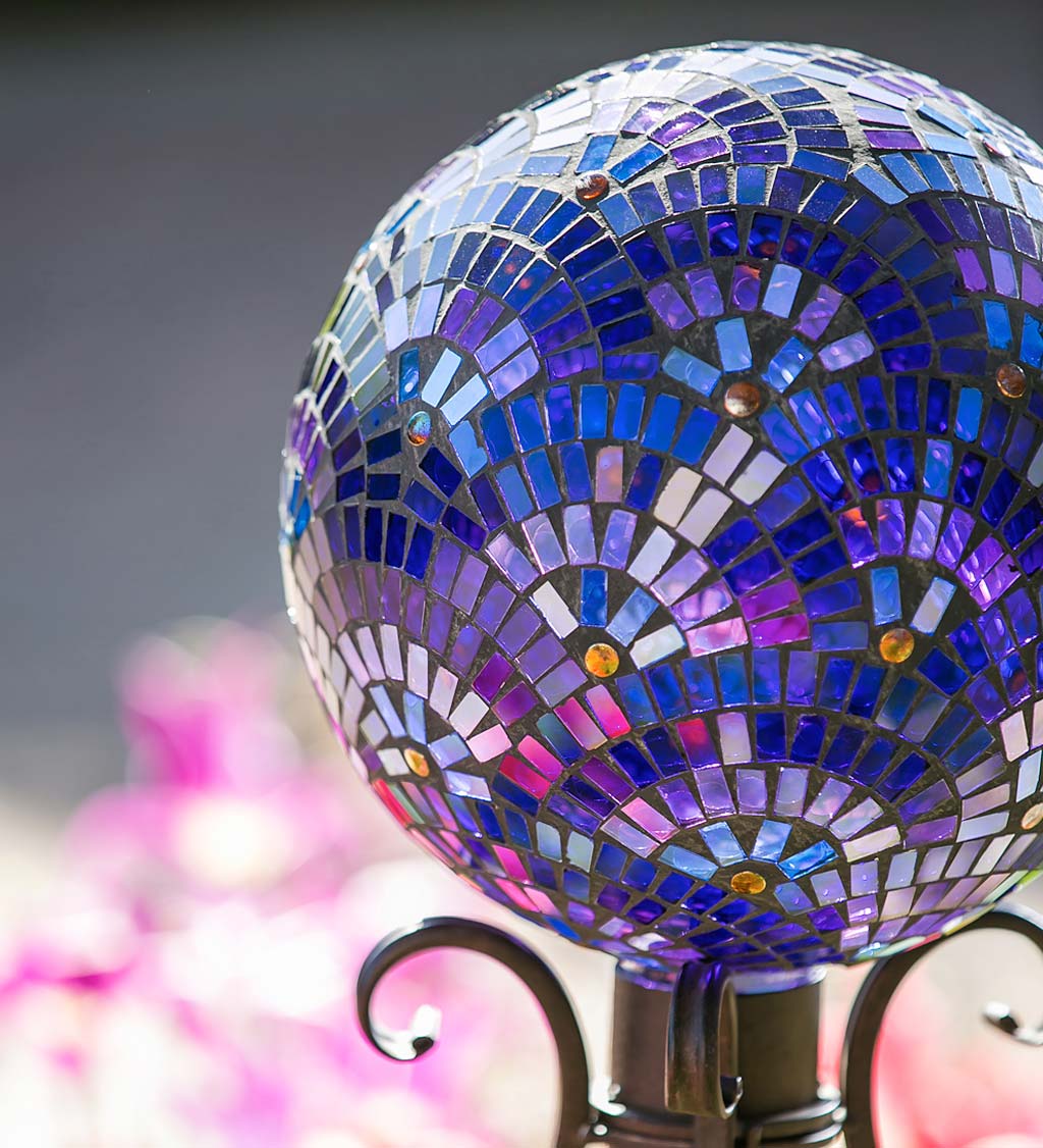 Purple Mosaic Rainbow Glass Gazing Ball