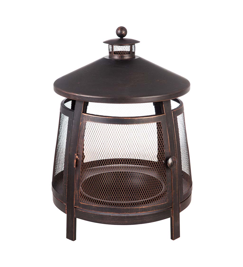 Tall Bronze Firepit with Chimney