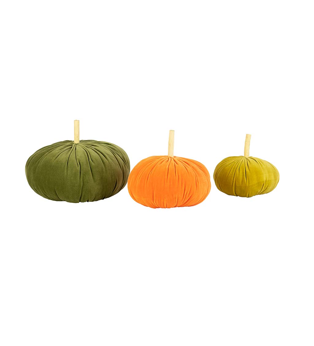 Velvet Pumpkins in Autumn Colors, Set of 3