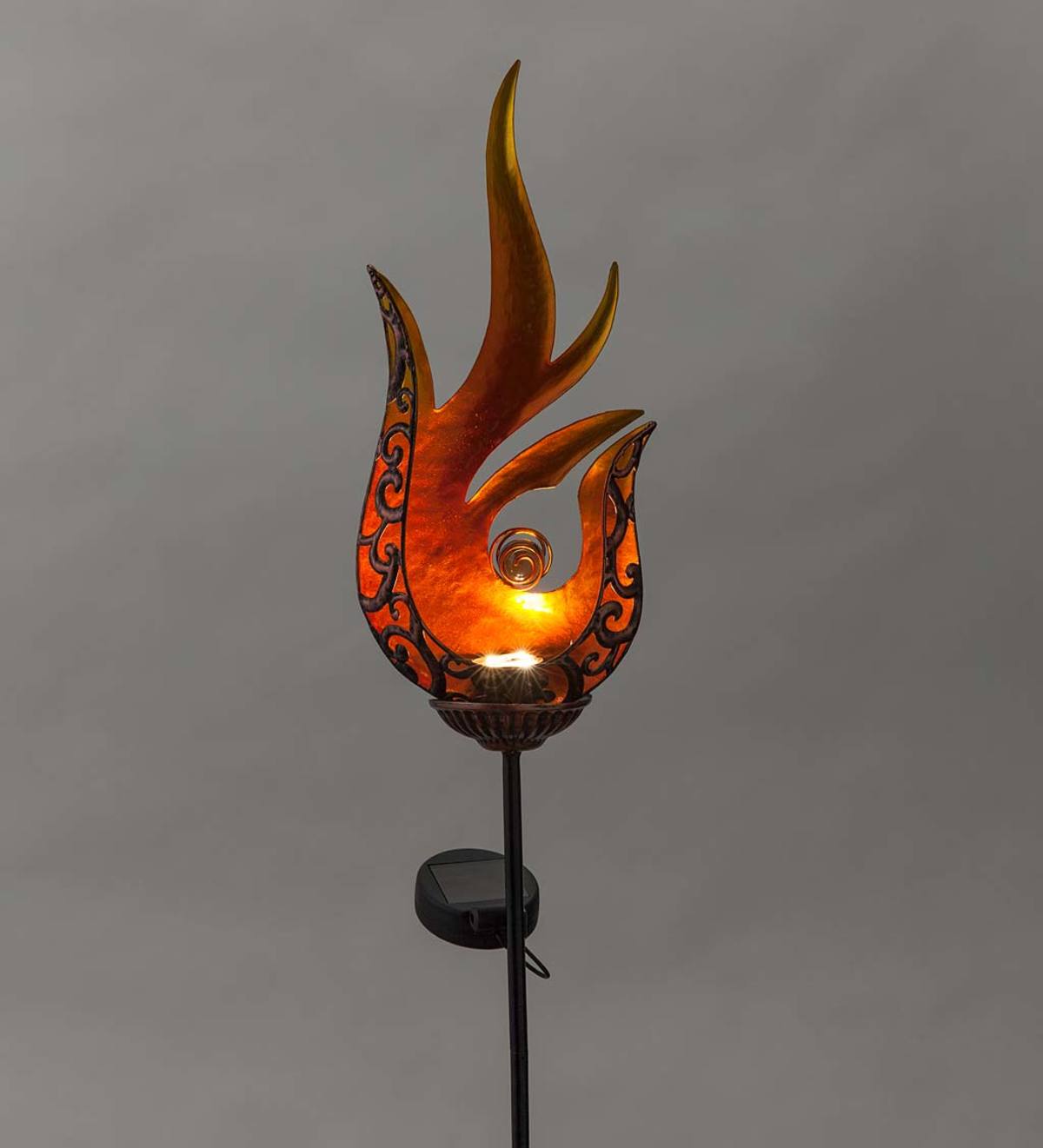 Flame-Shaped Lighted Solar Garden Stake - Flicker | Wind and Weather