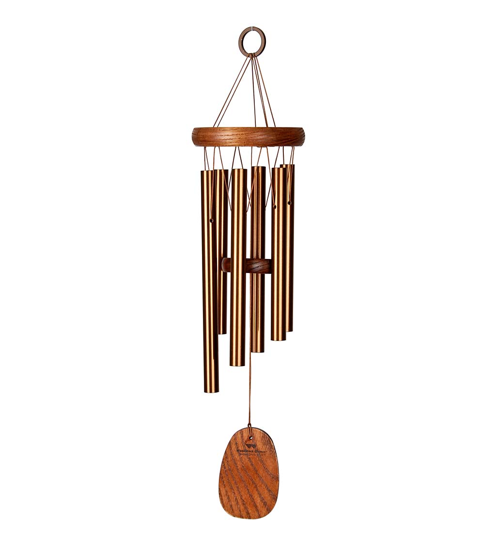 Bronze-Colored Aluminum Amazing Grace Wind Chime With Ash Wood Disk And Wind Catcher