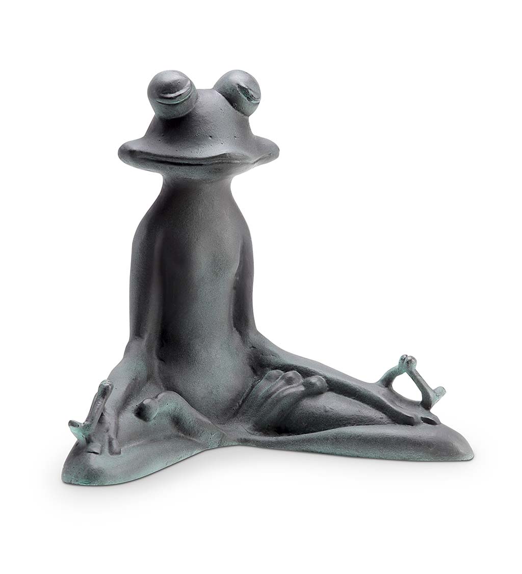 Handcrafted Metal Yoga Frog Sculpture