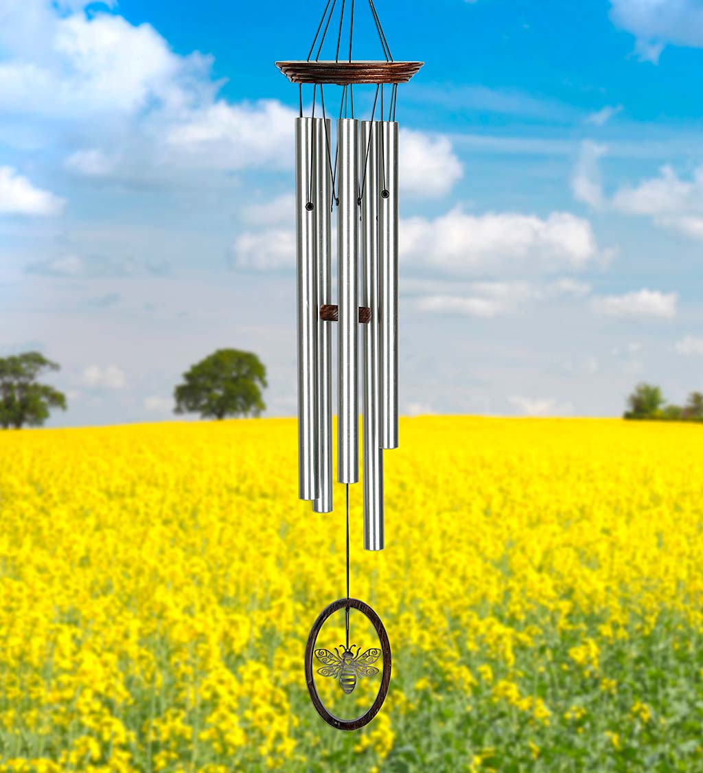 Bumble Bee Wind Chime with Aluminum Tubes and Wooden Top