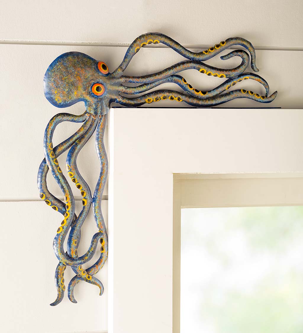Handcrafted Reclaimed-Metal Octopus Door Crawler