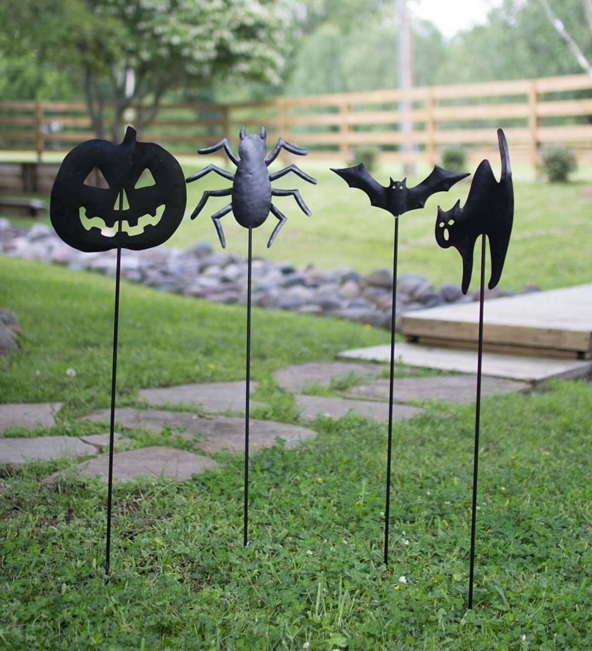 Metal Halloween Garden Silhouette Stakes, Set of 4