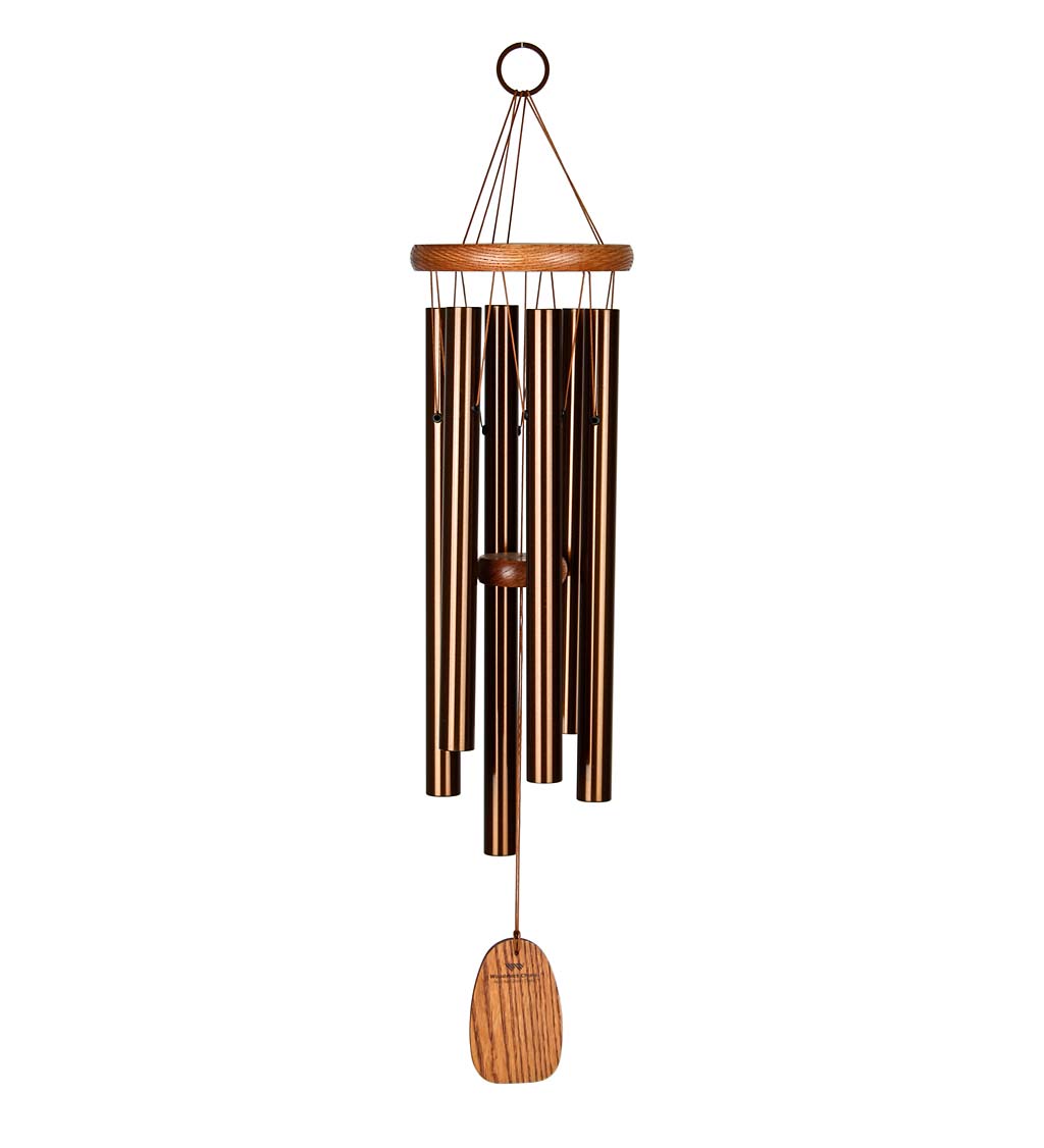 Medium Bronze-Colored Aluminum Amazing Grace Wind Chime With Ash Wood Disk And Wind Catcher