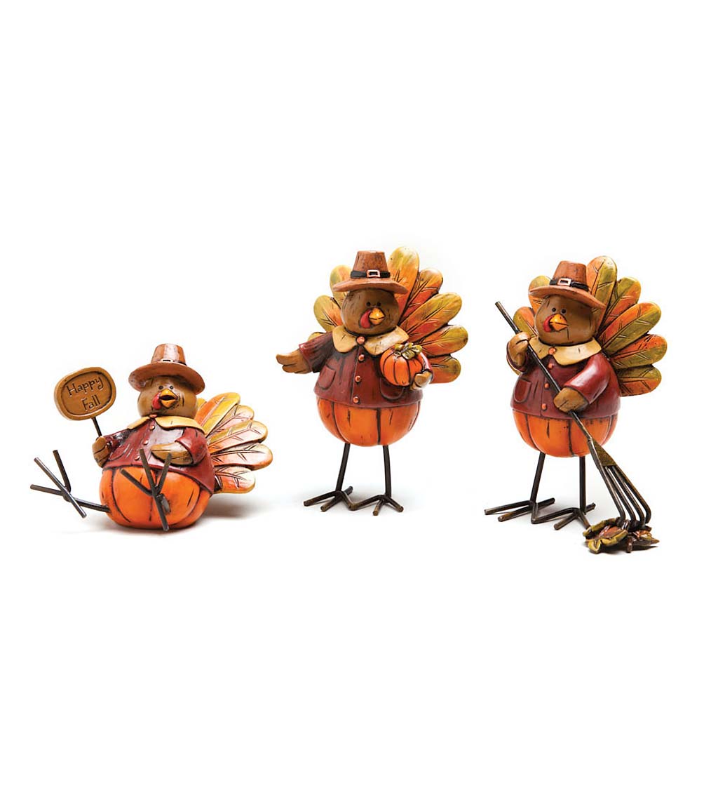 Helpful Turkey Decorative Figures, Set of 3