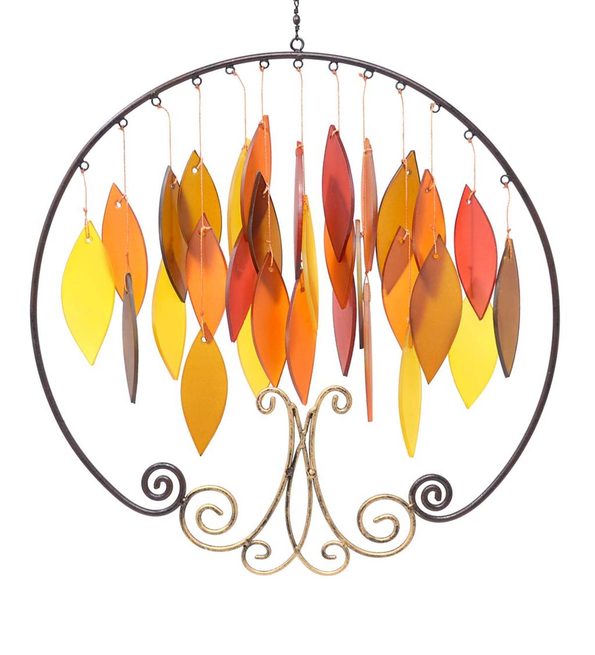 Handcrafted Autumn Glass and Metal Wind Chime