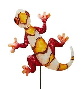 Colorful Handcrafted Metal Gecko Garden Stake
