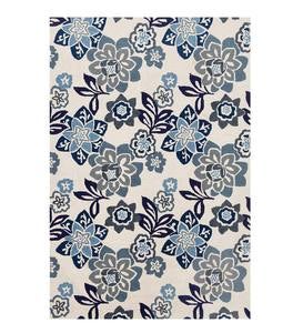 China Blue Floral Accent Rug, 7'6"W x 9'6"L