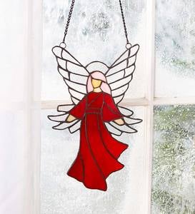 Suncatcher Hanging Painted Glass Freeform Angel Hope NEW 4 3/4" x 8" 