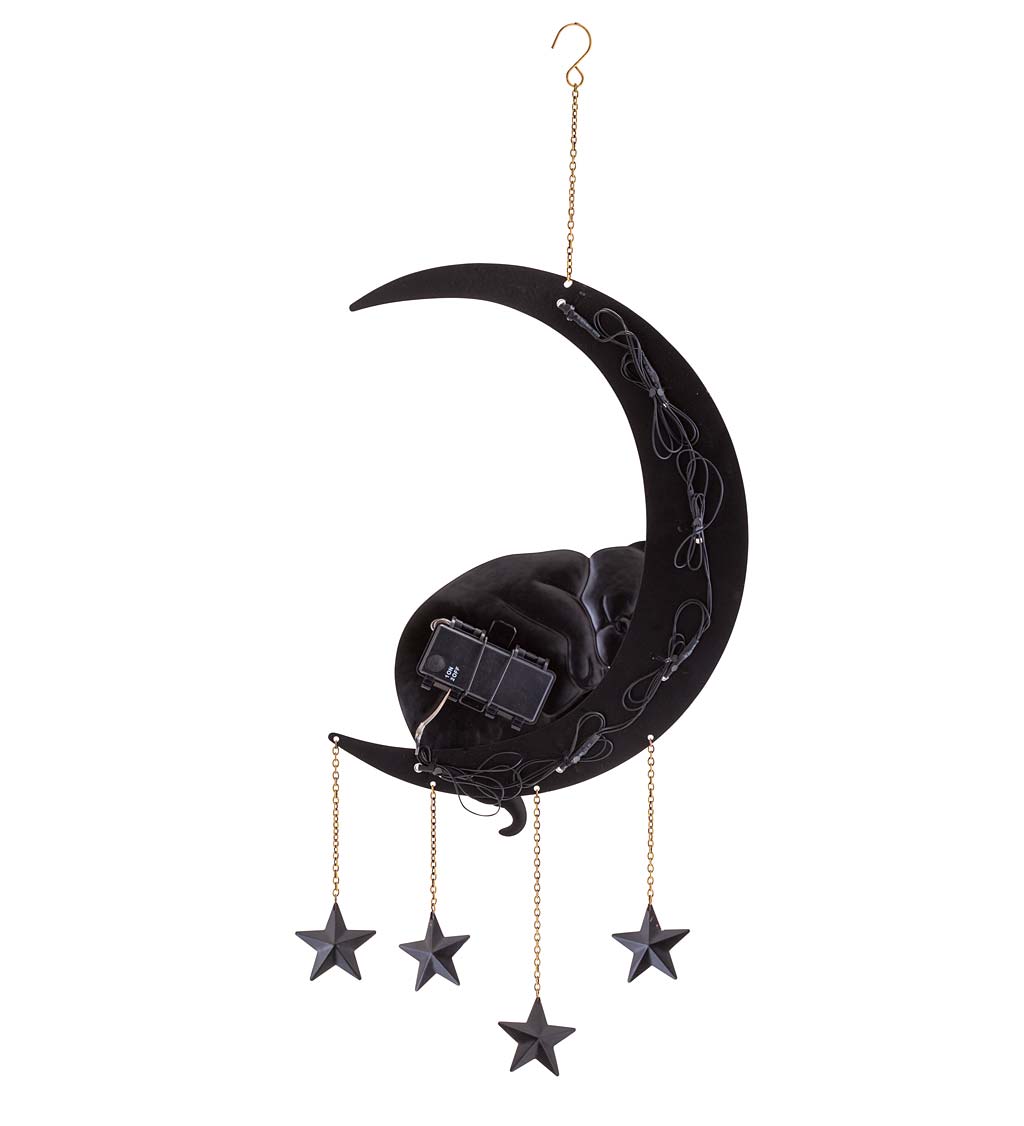 Lighted Hanging Metal Moon with Animals Indoor/Outdoor Decoration