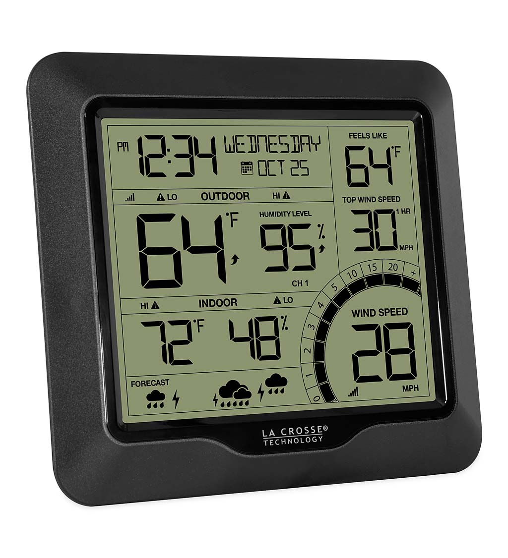 Wind Speed Weather Station with Monochrome Display and 3-in-1 Remote Sensor