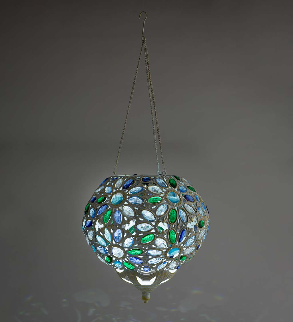 Solar Mosaic Hanging Light with Acrylic "Jewels" and Hanging Chain