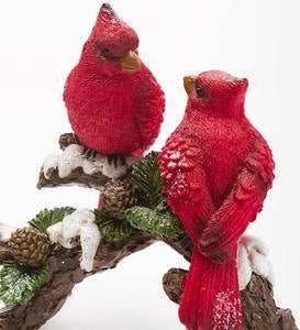 Two Cardinals on a Snowy Branch Holiday Tabletop Sculpture