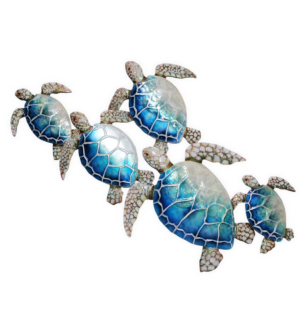 Handcrafted Metal and Capiz Sea Turtles Wall Art | All ...
