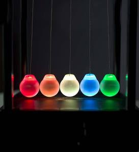 Glowing Newtons Cradle LED Light Up Ball Glass Swing Ball Physics Science Z5Z6 