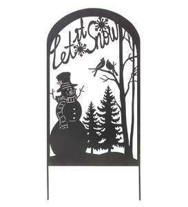 Let It Snow Metal Garden Stake With Snowman