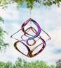 Vibrant Multi-Colored Iridescent Dual Spiral Hanging Metal Wind Spinner