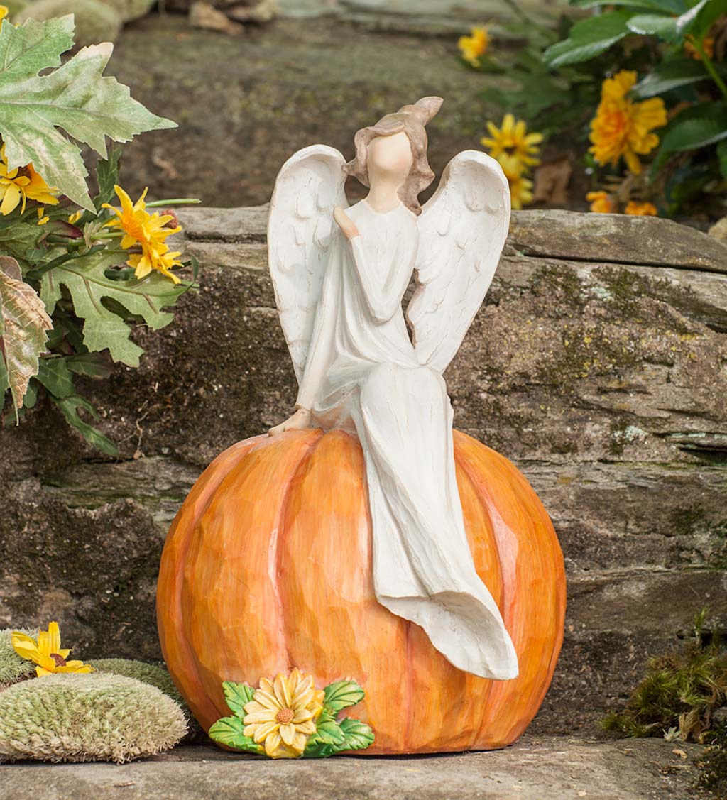 Angel on Pumpkin Figurine