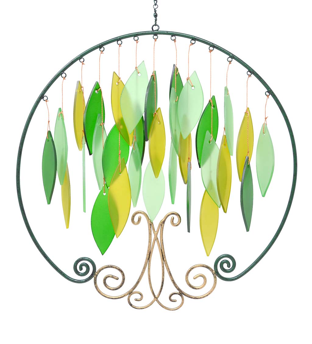 Handcrafted Metal and Glass Tree of Life Wind Chime