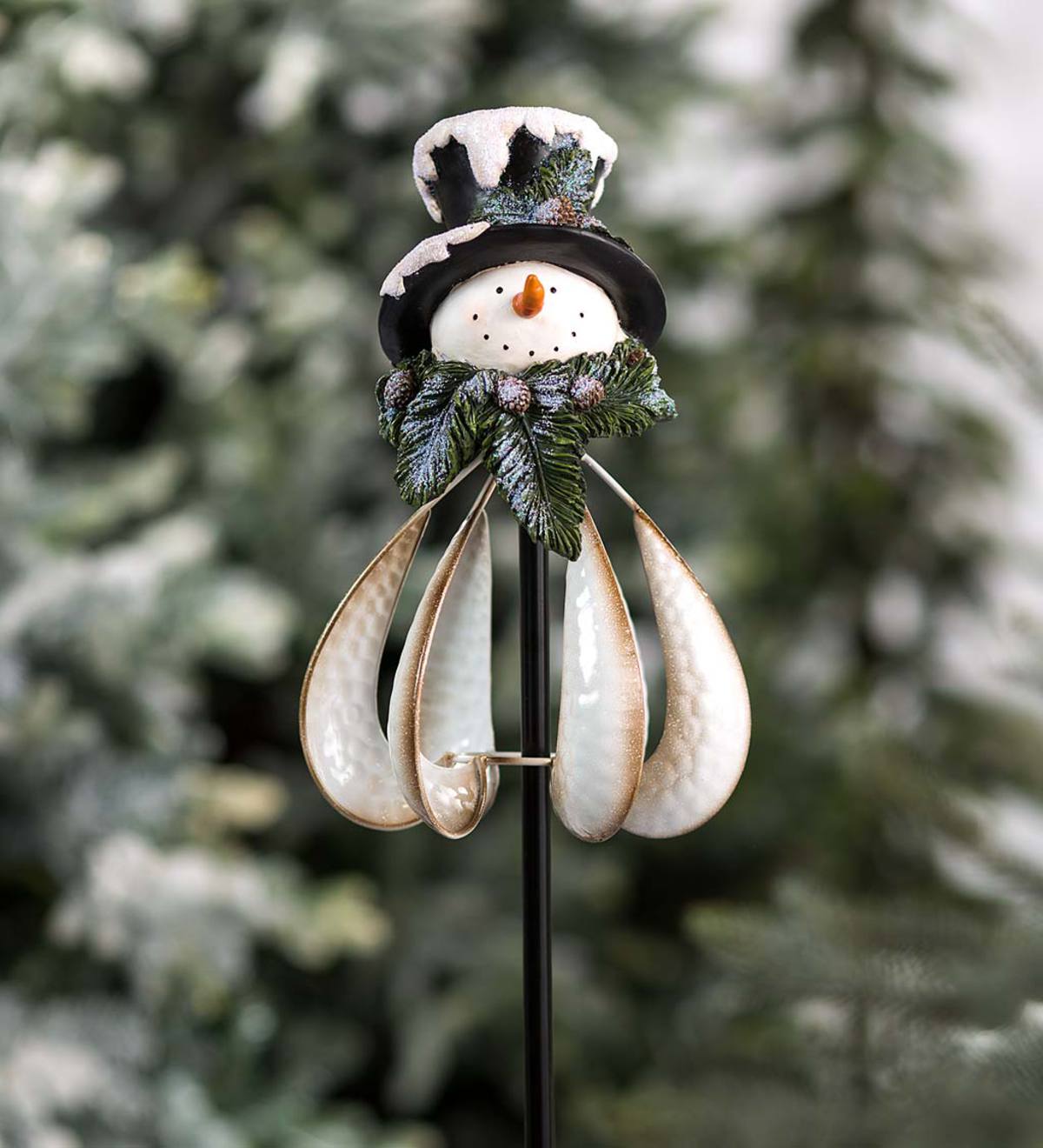 Metal Holiday Snowman Wind Spinner