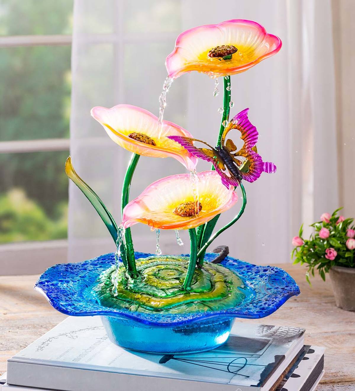 Indoor Hummingbird Lily Fountain Bits and Pieces Zen Tabletop Water Fountain