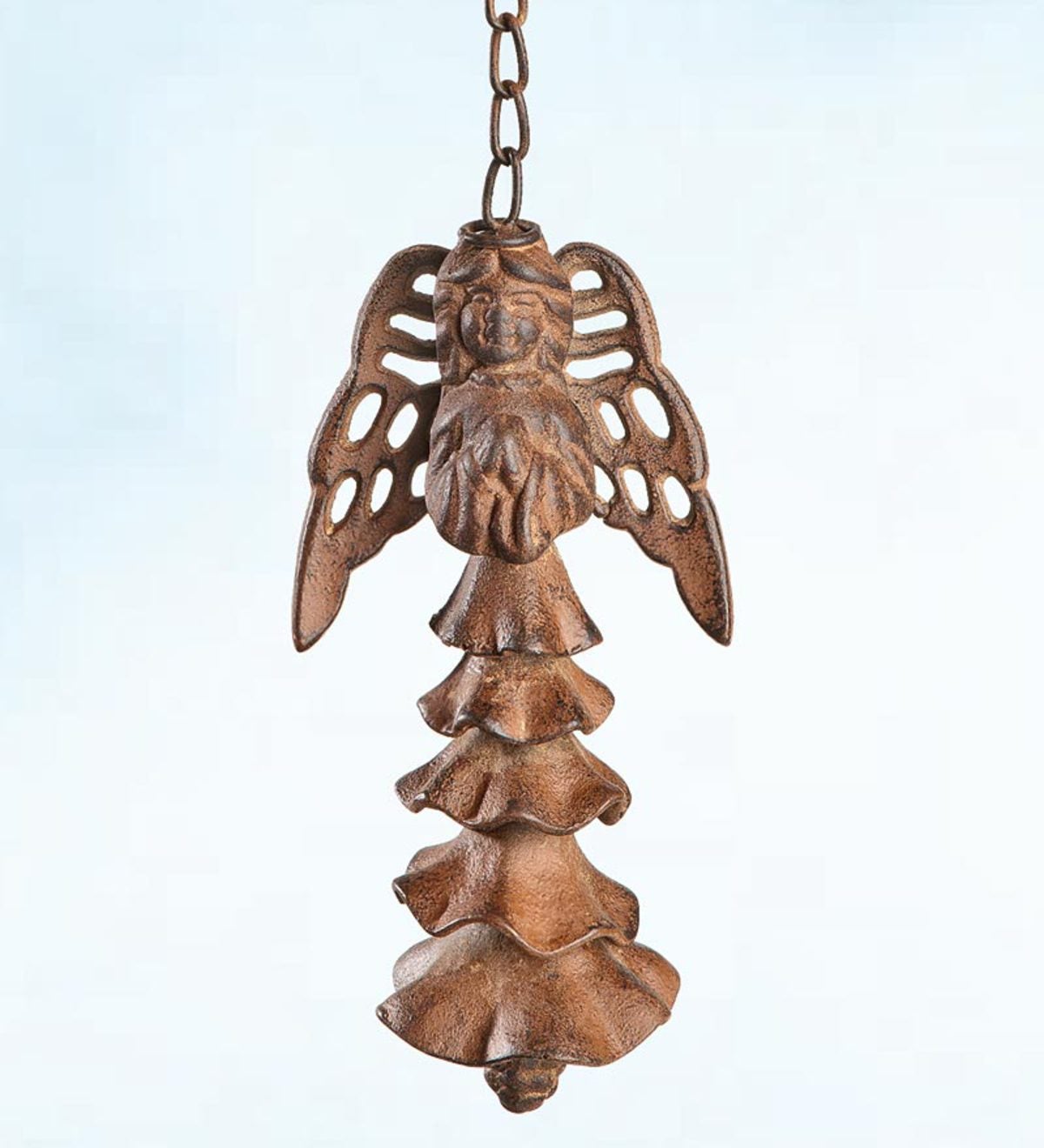 Weather-Resistant Hand-Cast Iron Angel Wind Chime