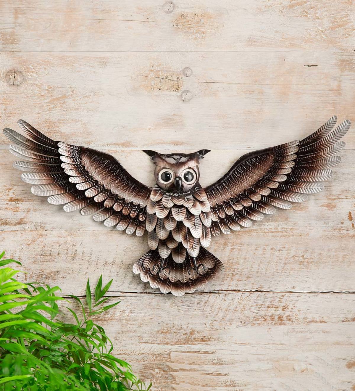 SALE Large Handcrafted 3D Metal Owl Wall Art Hanging Sculpture Garden Outdoor 